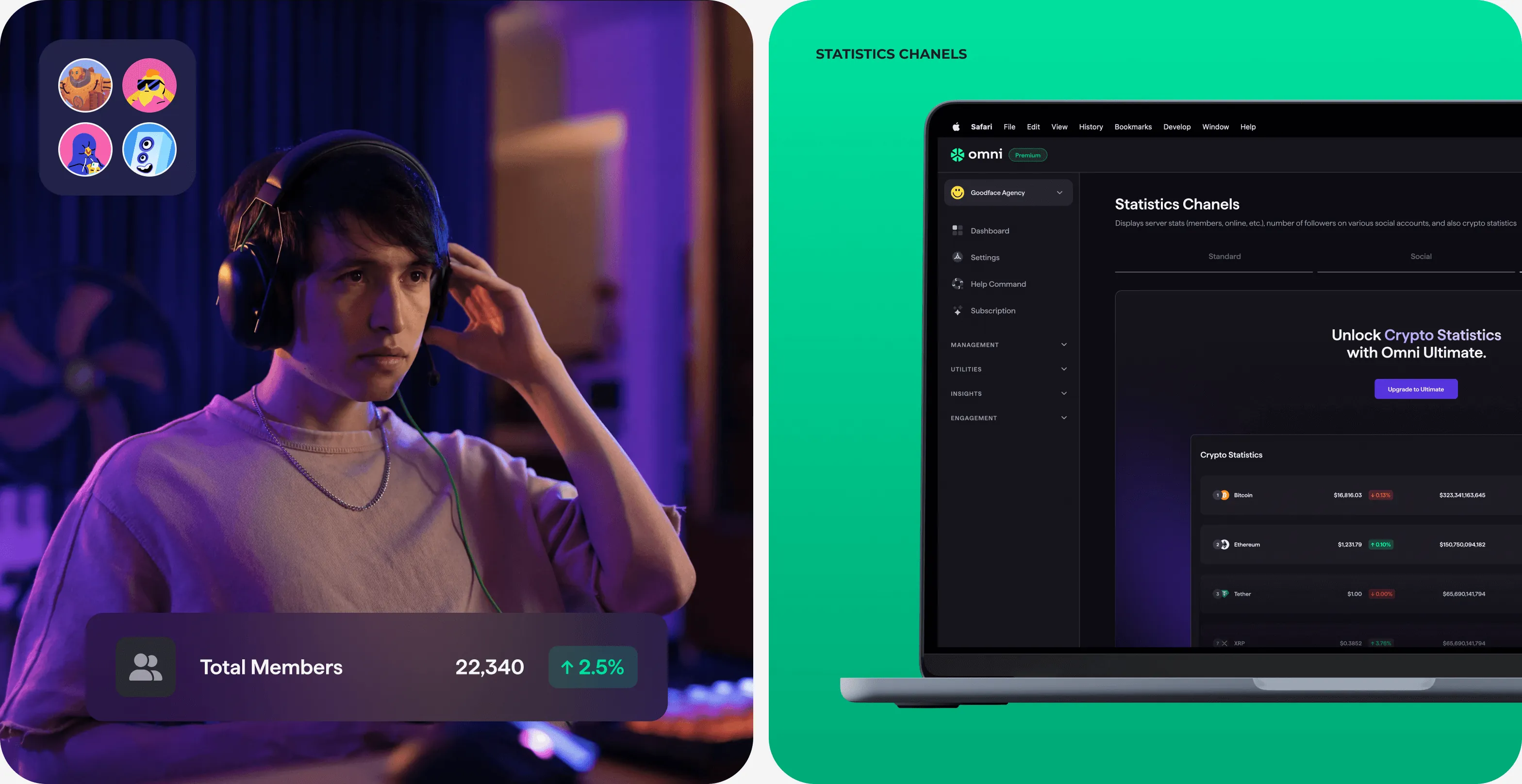 UX/UI design & web development for Discord server management - goodface.agency