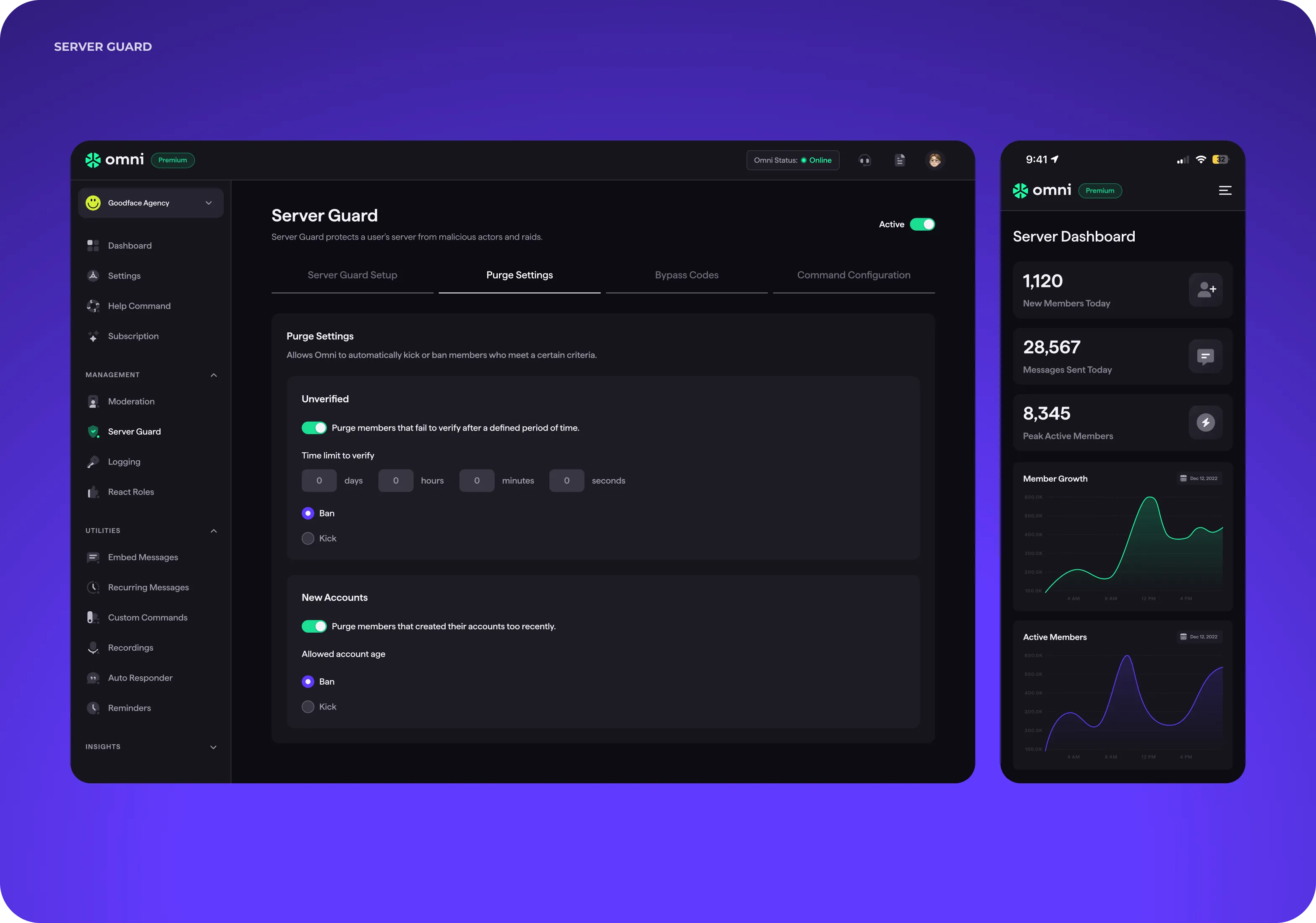 UX/UI design & web development for Discord server management - goodface.agency