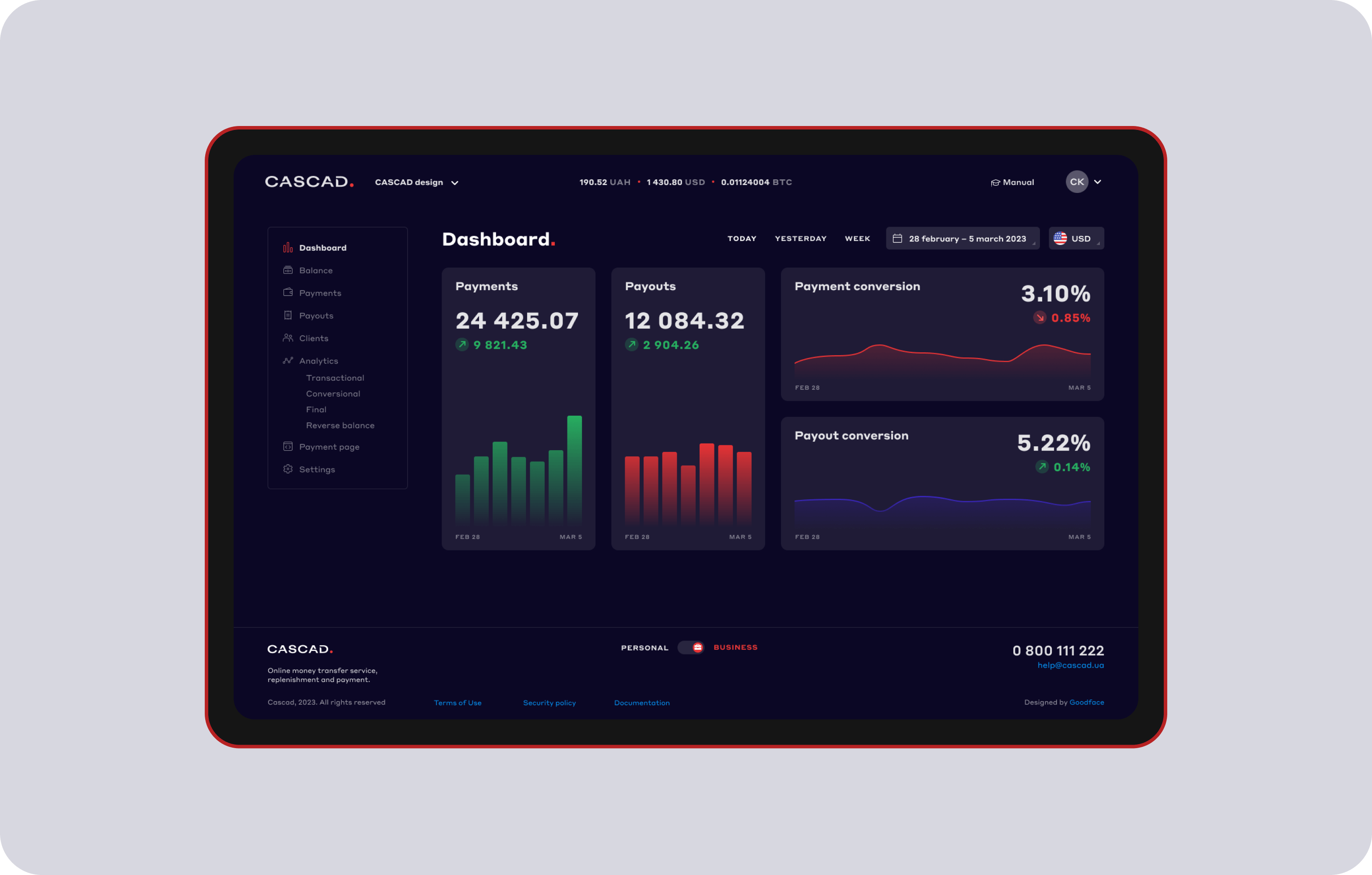 Веб дизайн та розробка сайту для цифрової платіжної системи - goodface.agency