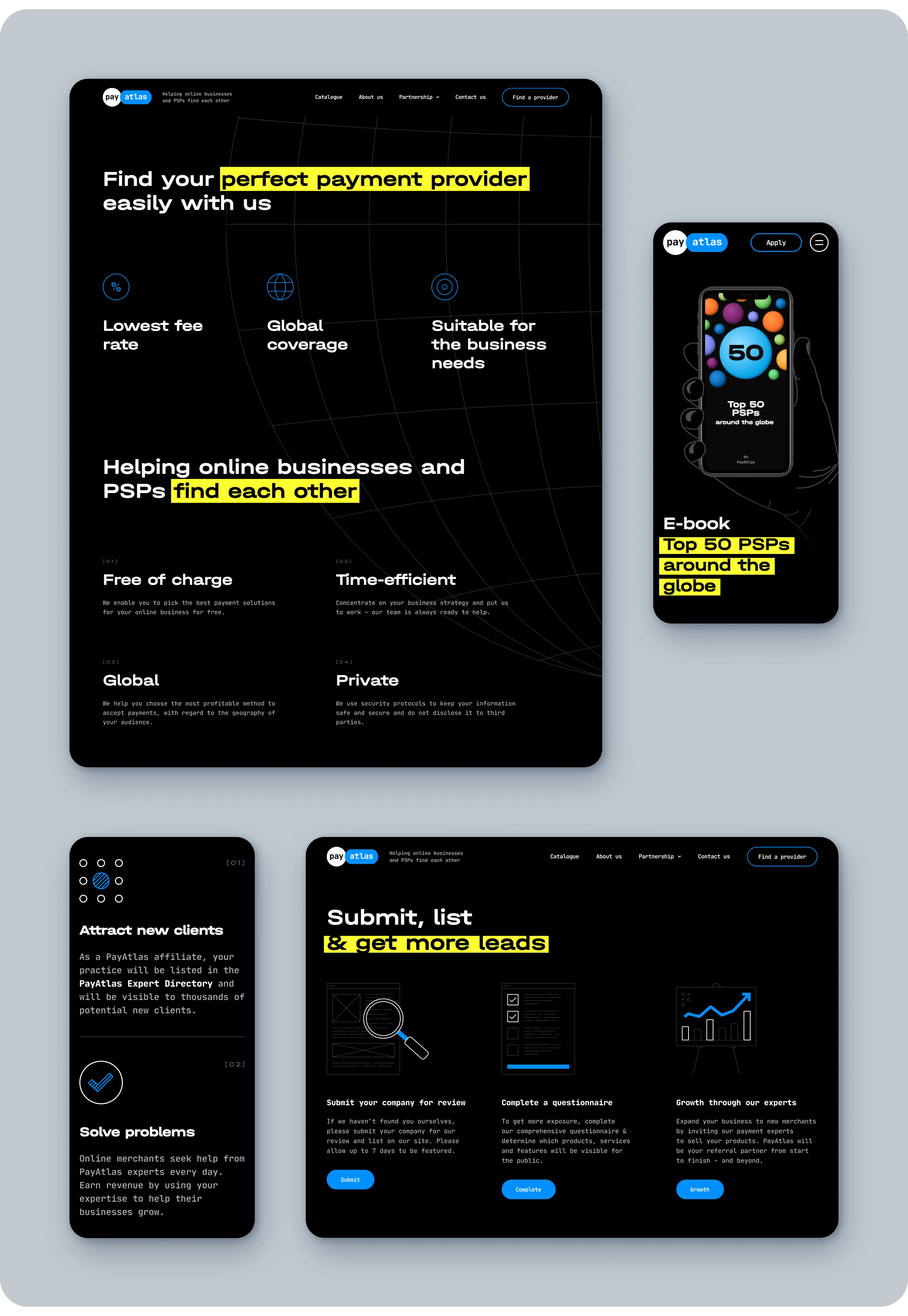 Дизайн бренд-айдентики і UX/UI для каталогу платіжних провайдерів - goodface.agency