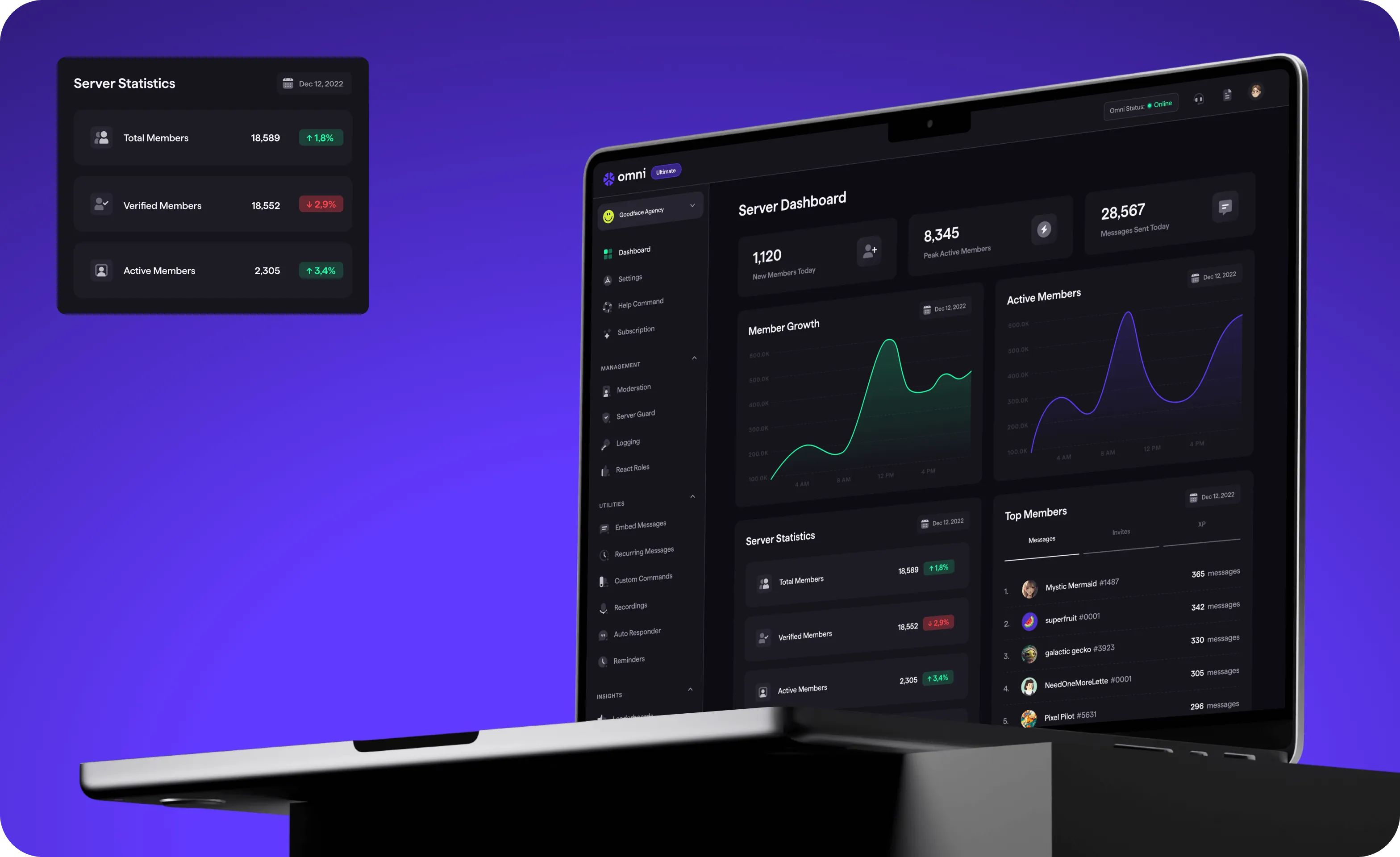 UX/UI design & web development for Discord server management - goodface.agency