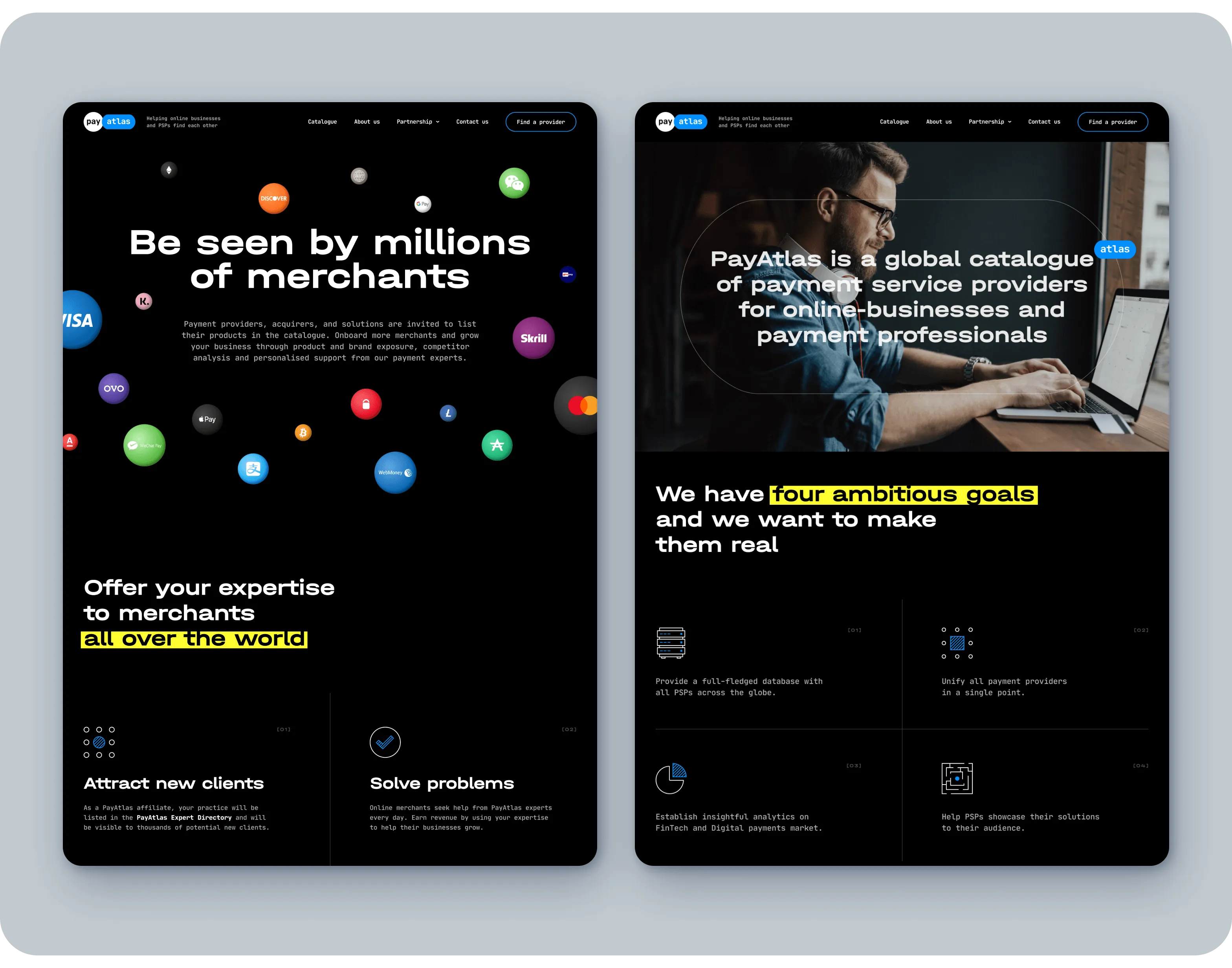 Дизайн бренд-айдентики і UX/UI для каталогу платіжних провайдерів - goodface.agency