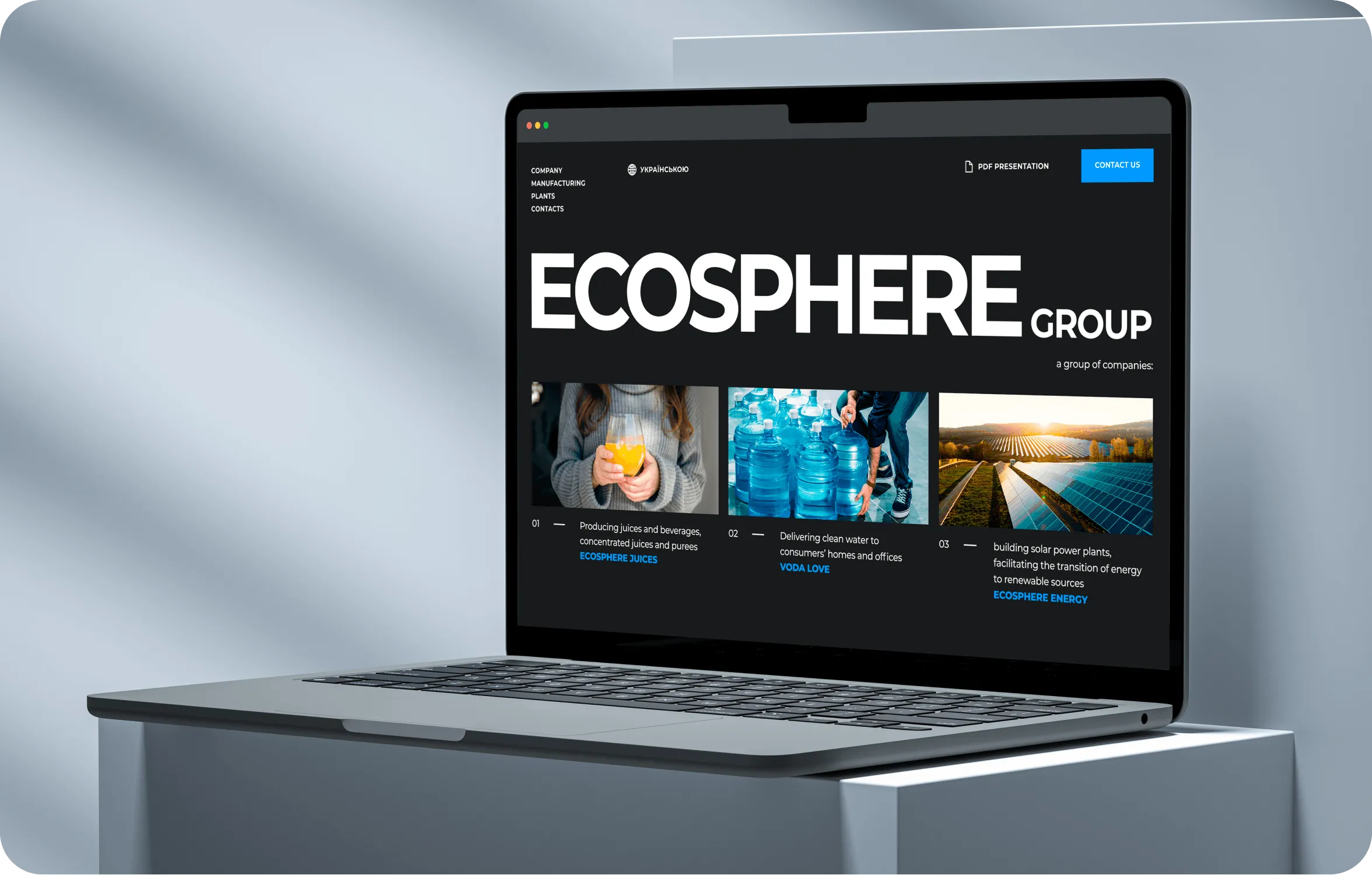 Ecosphere Case Study: Website Development for Multi-Industry Group - goodface.agency