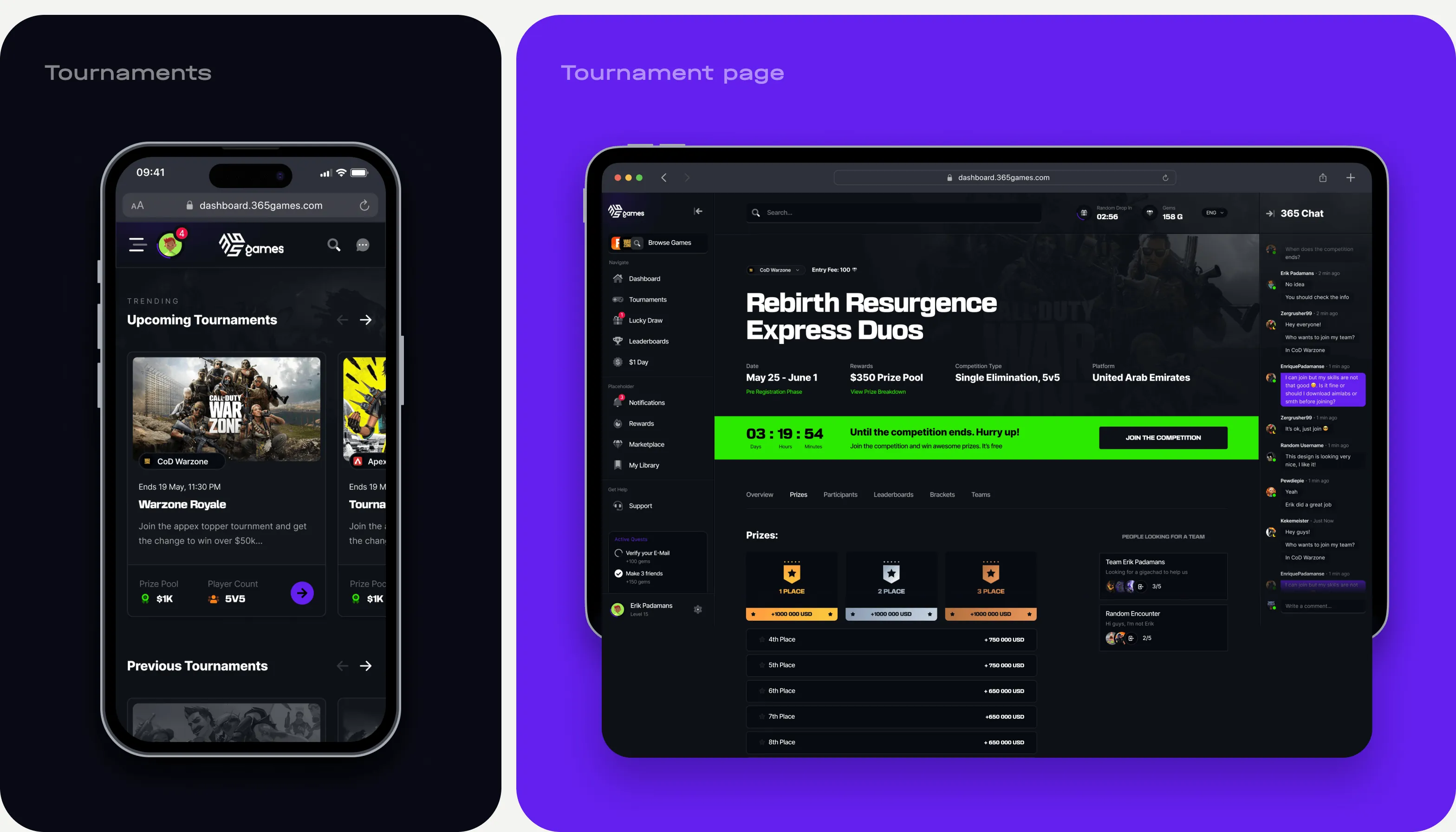 eSports platform development & website design - goodface.agency