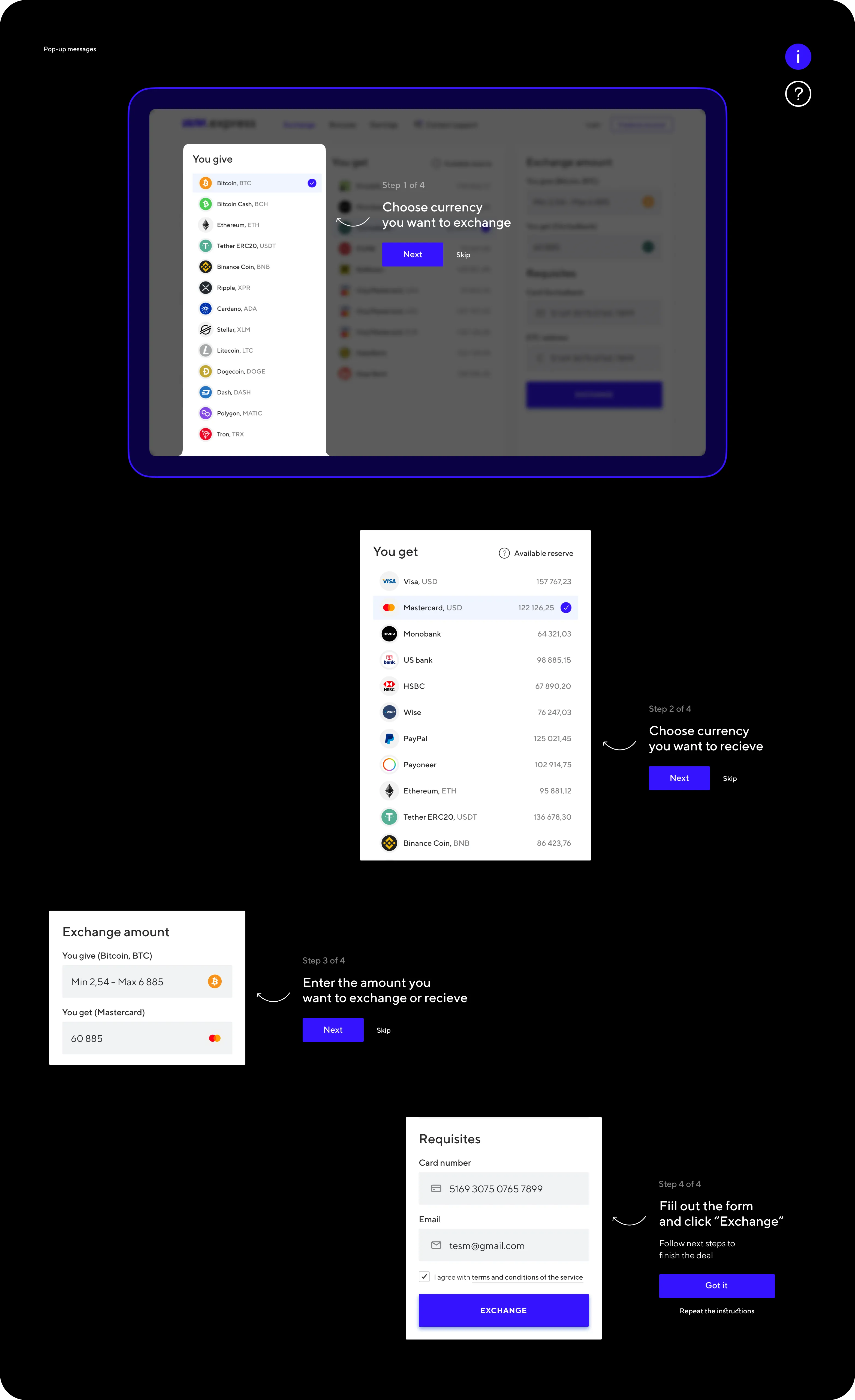 UX/UI Design for Digital Currency Exchange Platform - goodface.agency