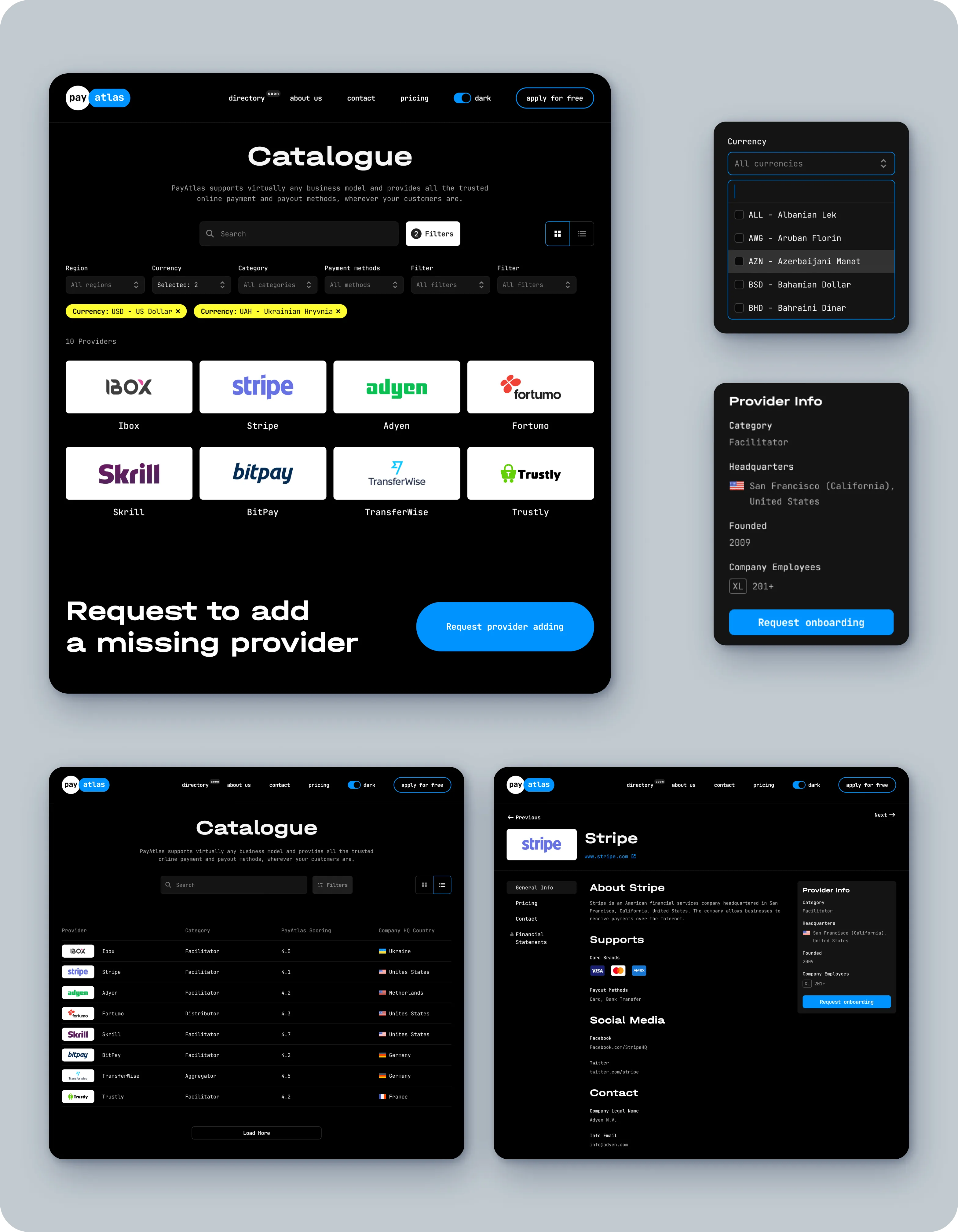 Дизайн бренд-айдентики і UX/UI для каталогу платіжних провайдерів - goodface.agency