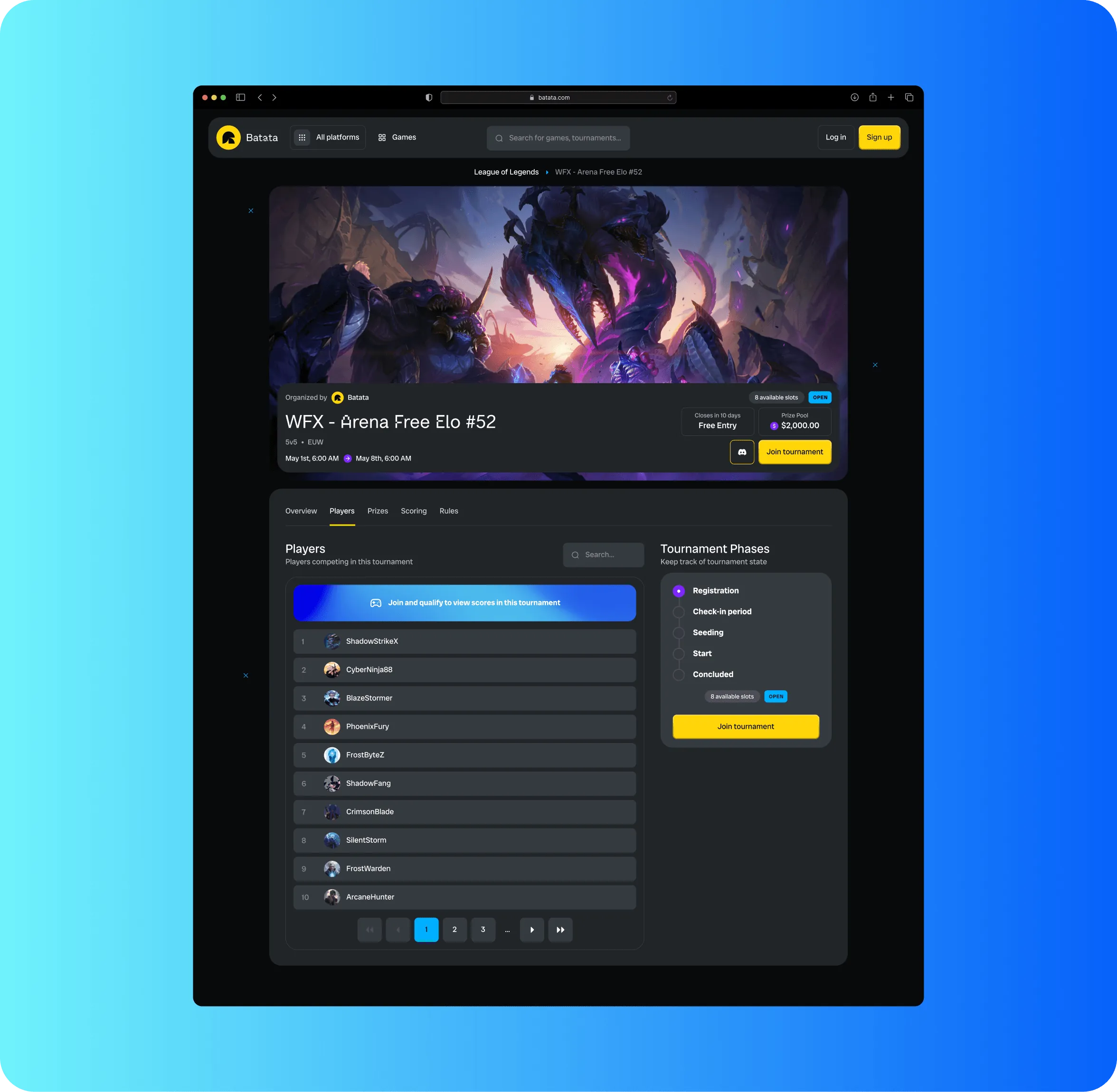 UX/UI дизайн для eSports платформи Batata - goodface.agency