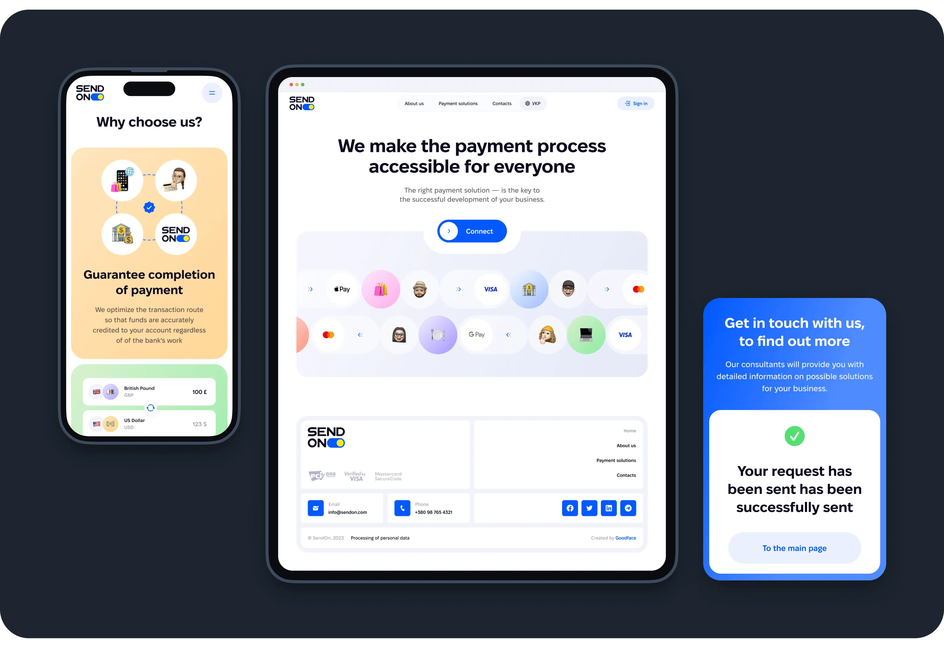 UX/UI & Web Design for SendOn Digital Payment Service - goodface.agency