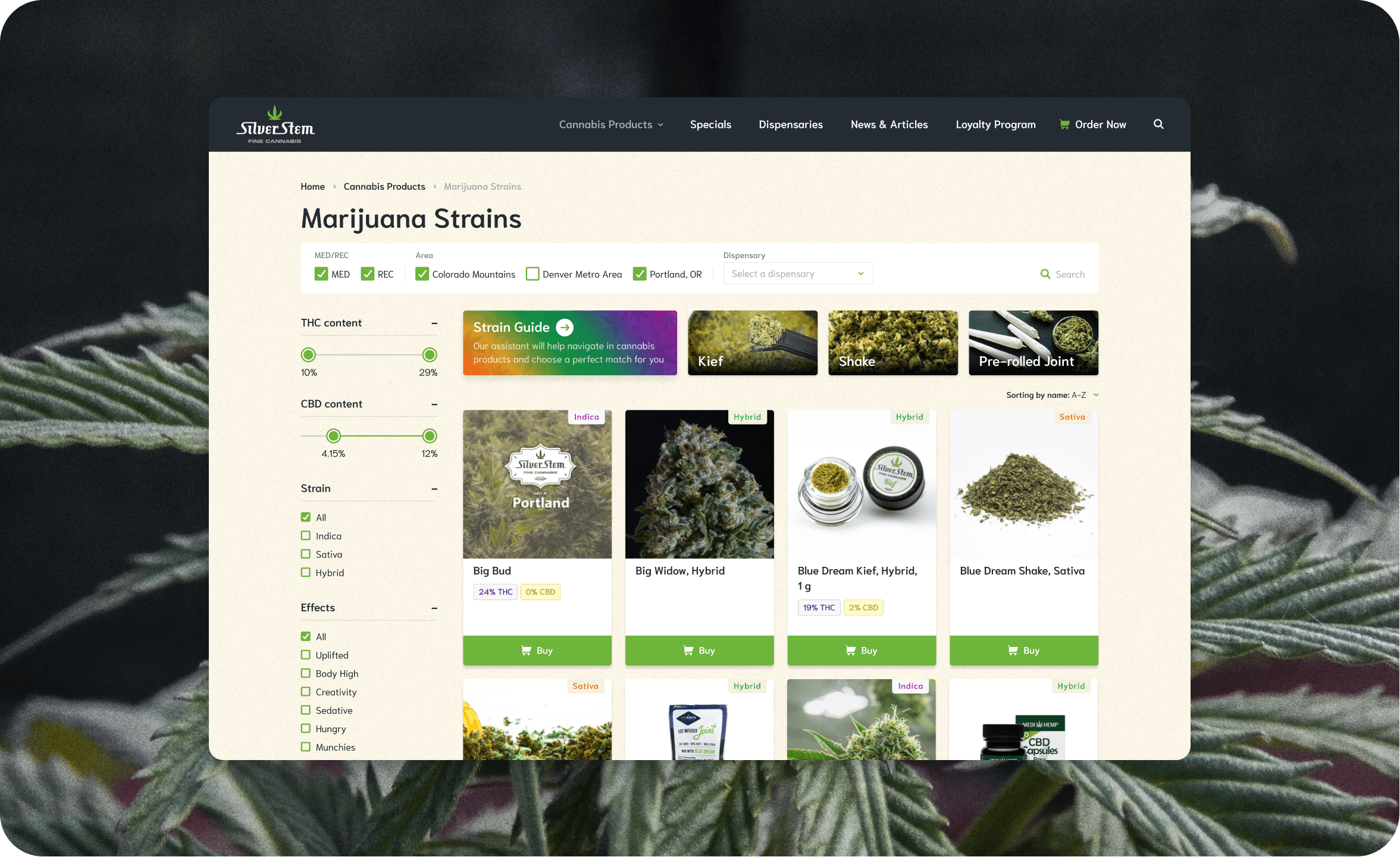 UX/UI дизайн великого онлайн магазину в США з продажу медичного каннабісу - goodface.agency