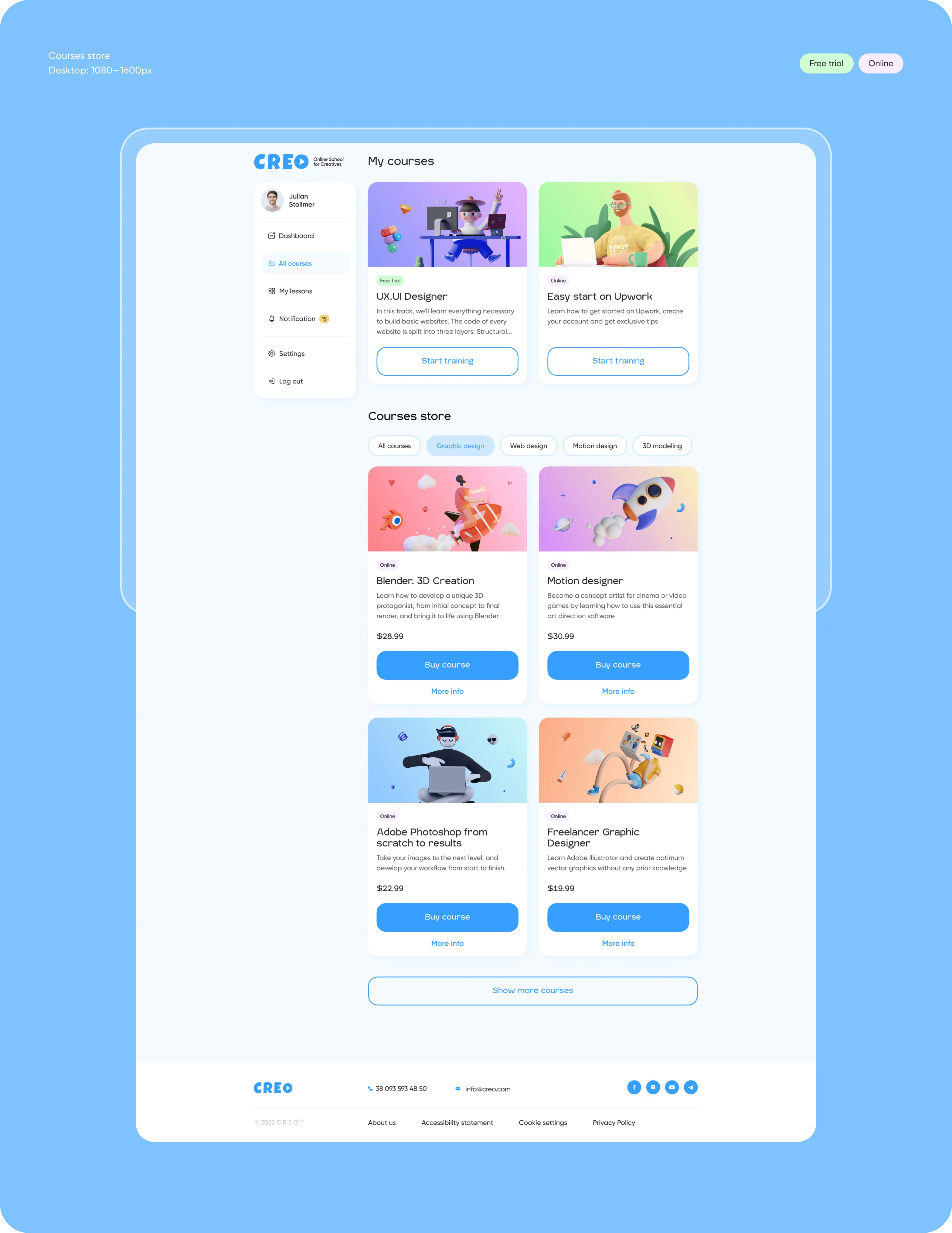 Custom LMS design & development for CREO platform - goodface.agency
